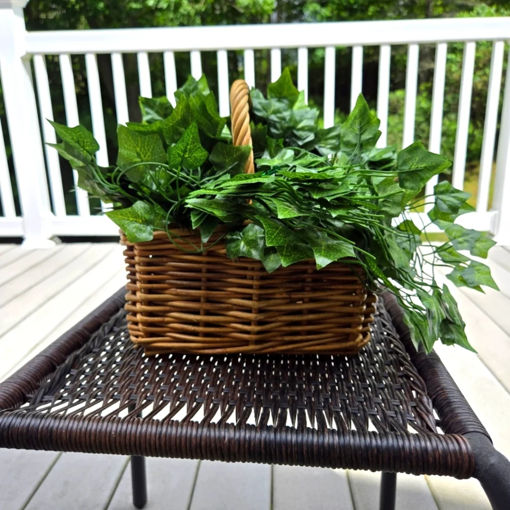 Vintage, Handcrafted, Sturdy Woven Willow Basket, Honey Color, Rolled Rim